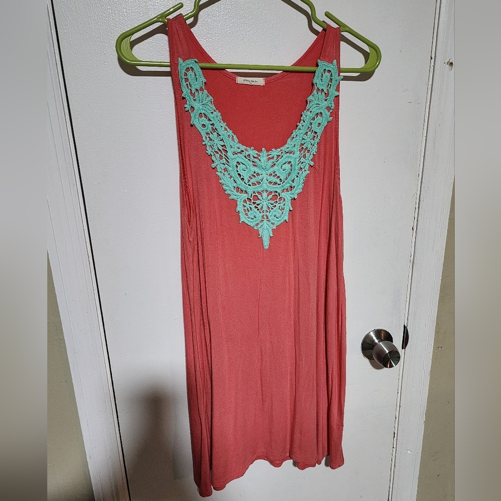 Salmon and Turqoise Tunic Tank Size Medium
